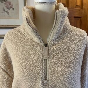 Eddie Bauer Cream Sherpa Quarter Zip Pullover